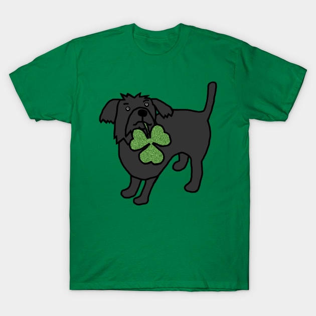 Dog Holding Shamrock for St Patricks Day T-Shirt by ellenhenryart